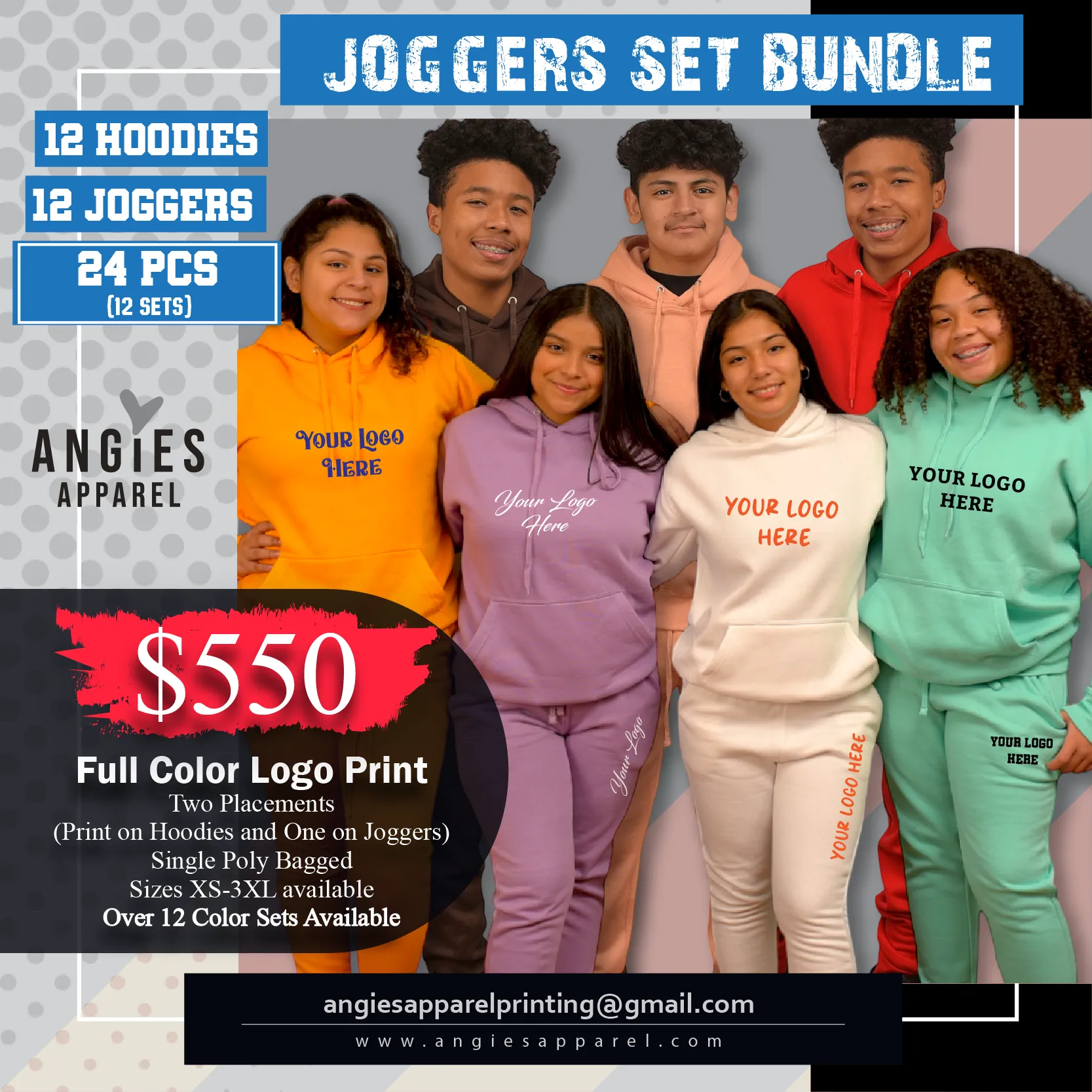 12 FULL COLOR  Printed Jogger Sets Bundle