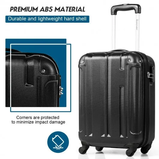 18" ABS Lightweight Hardshell Luggage Suitcase with 4-Wheel-Black