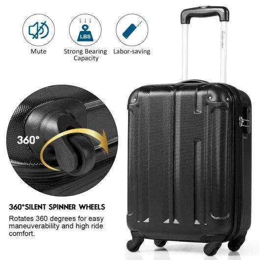 18" ABS Lightweight Hardshell Luggage Suitcase with 4-Wheel-Black