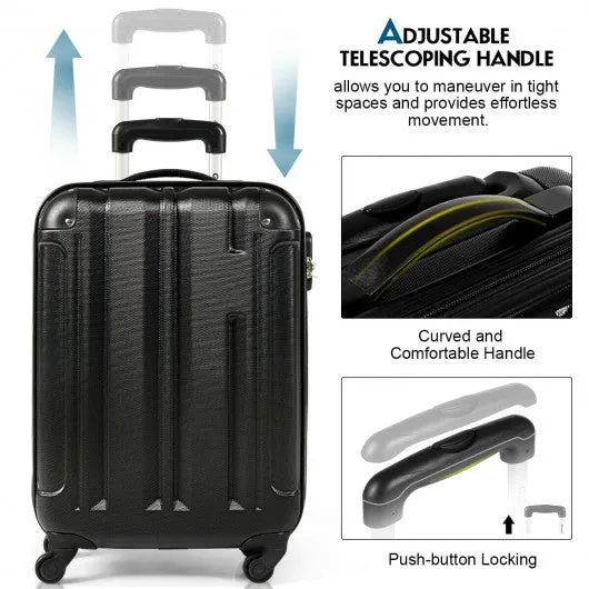 18" ABS Lightweight Hardshell Luggage Suitcase with 4-Wheel-Black