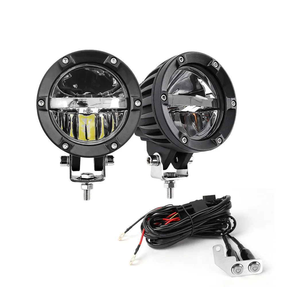 4 Inch DB-R Series White&White dual Beam Round Driving Lights(Set/2Pcs)