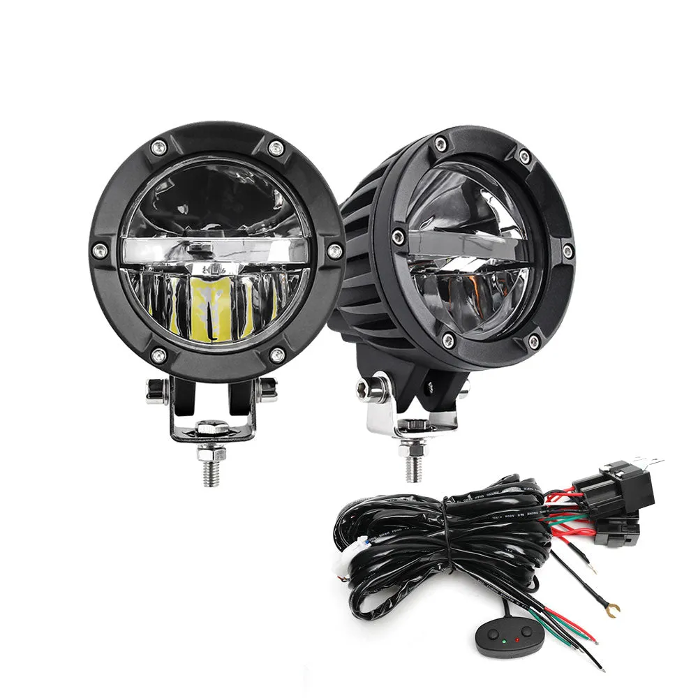 4 Inch DB-R Series White&White dual Beam Round Driving Lights(Set/2Pcs)