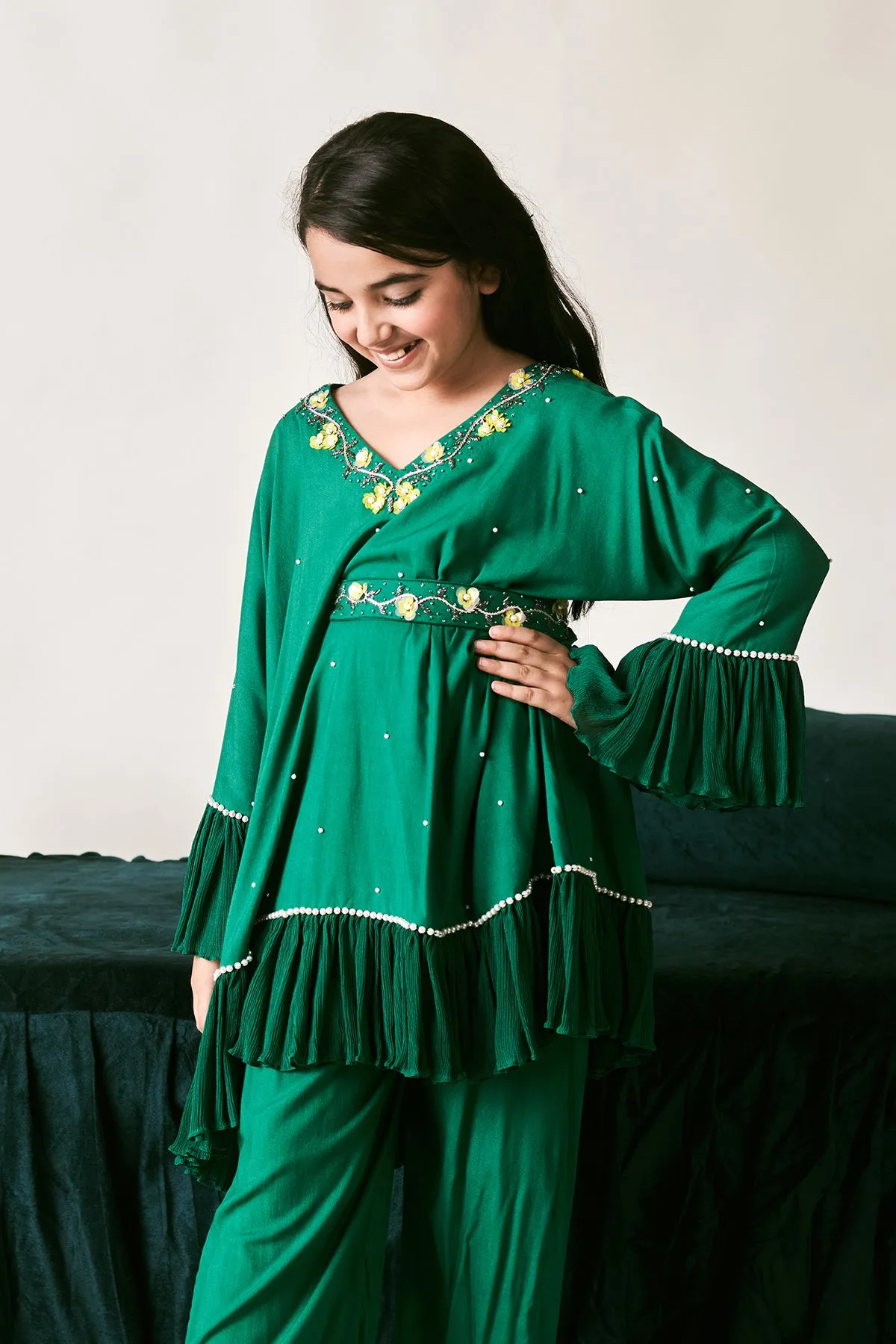 Aabida- Kaftan Set With Pants And Belt Set Of 2