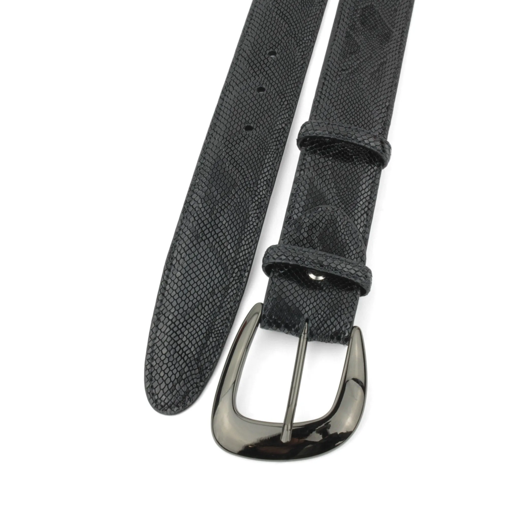 Black Mock Python Gunmetal Belt