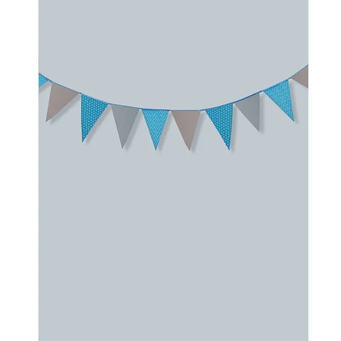 Blue and Gray Bunting Printed Backdrop