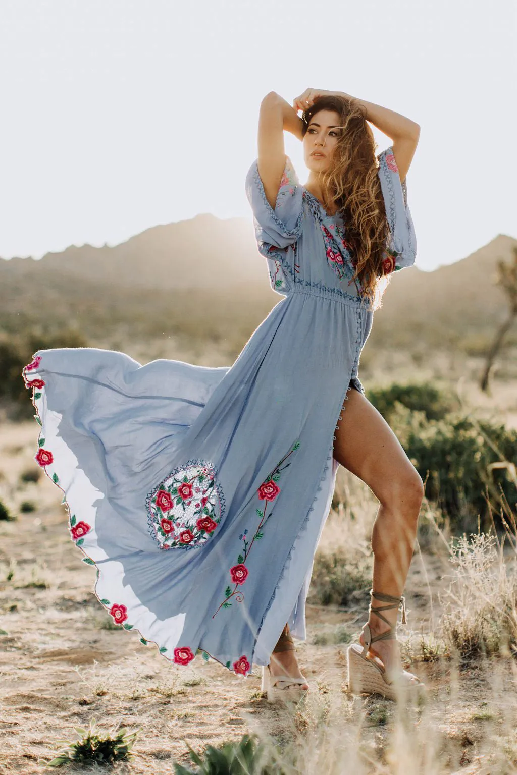 Bohemian embroidered split fashion dress