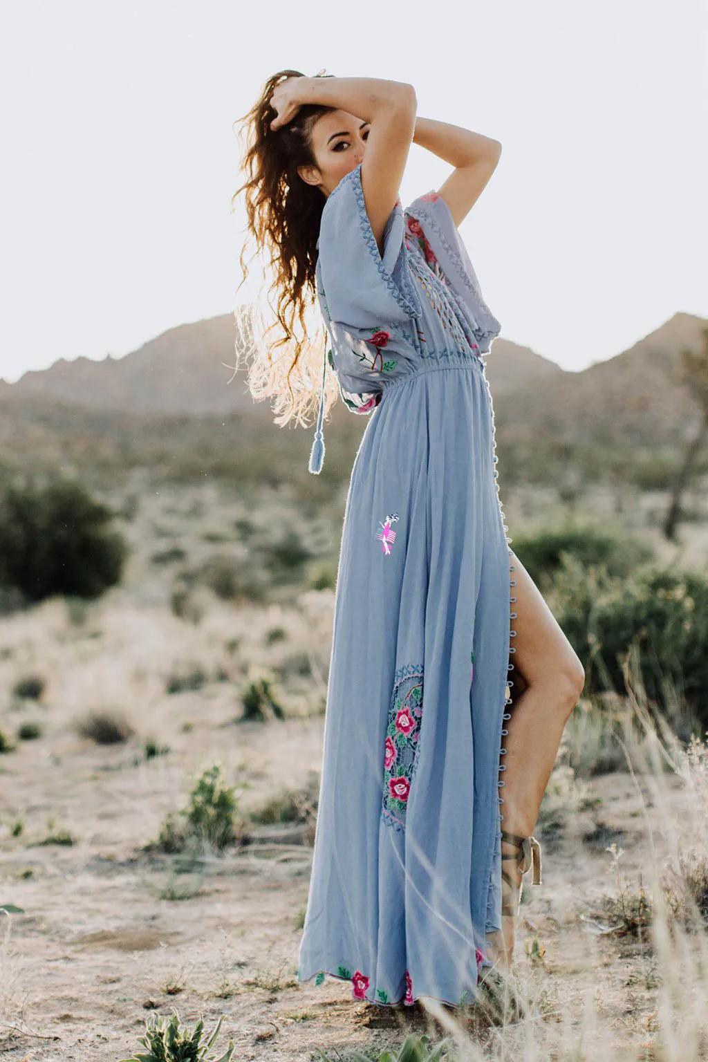 Bohemian embroidered split fashion dress