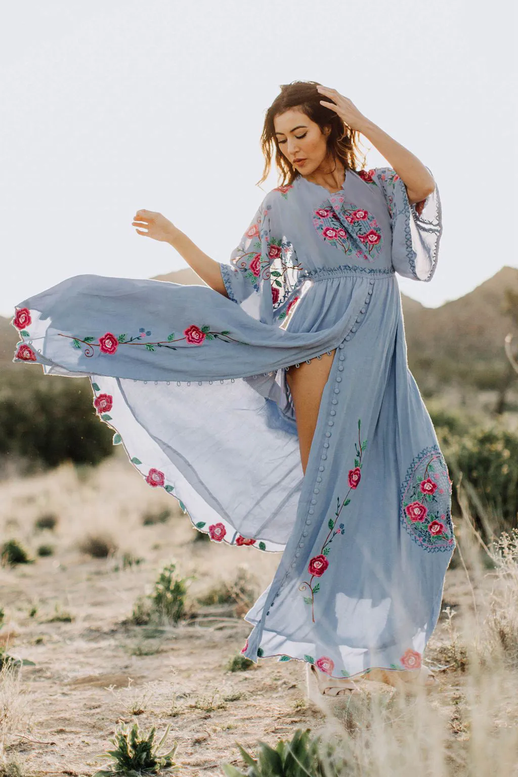 Bohemian embroidered split fashion dress