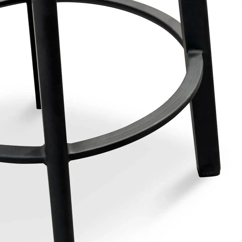 Calibre 65cm Bar Stool -With Natural Timber Seat - Black Frame (Set of 2)