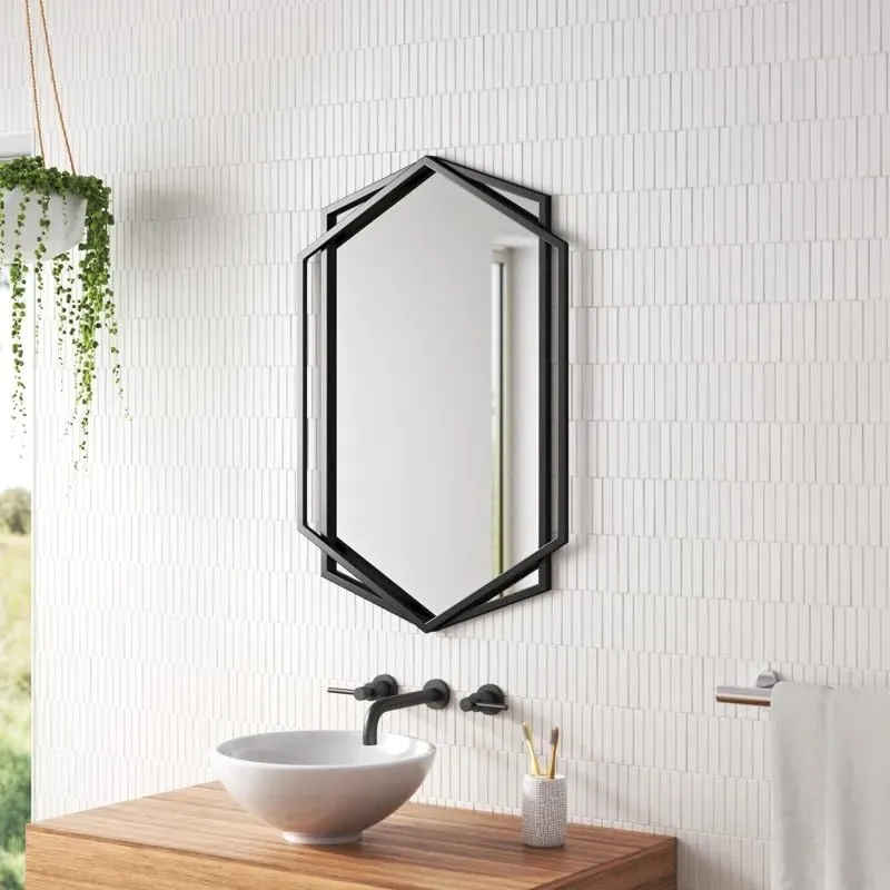 Craftmania Exports Hexagon Black Metal Framed Wall Mounted Accent