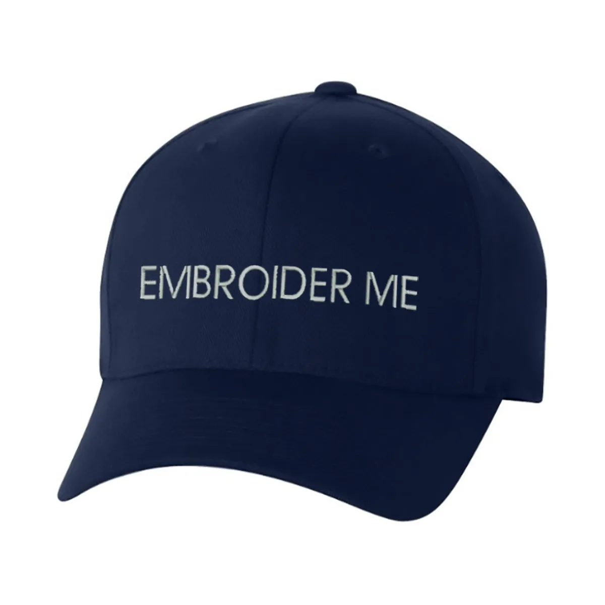 Custom Text Embroidered Navy Flex-Fit Cap