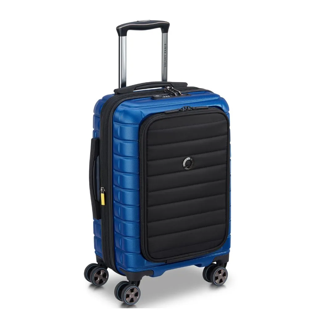 Delsey Shadow 55cm Expandable Carry On Luggage - Blue   Laptop Sleeve