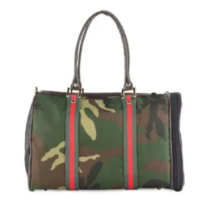 Duffle Dog Carrier - Camouflage w/Red Trim