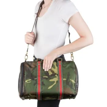 Duffle Dog Carrier - Camouflage w/Red Trim