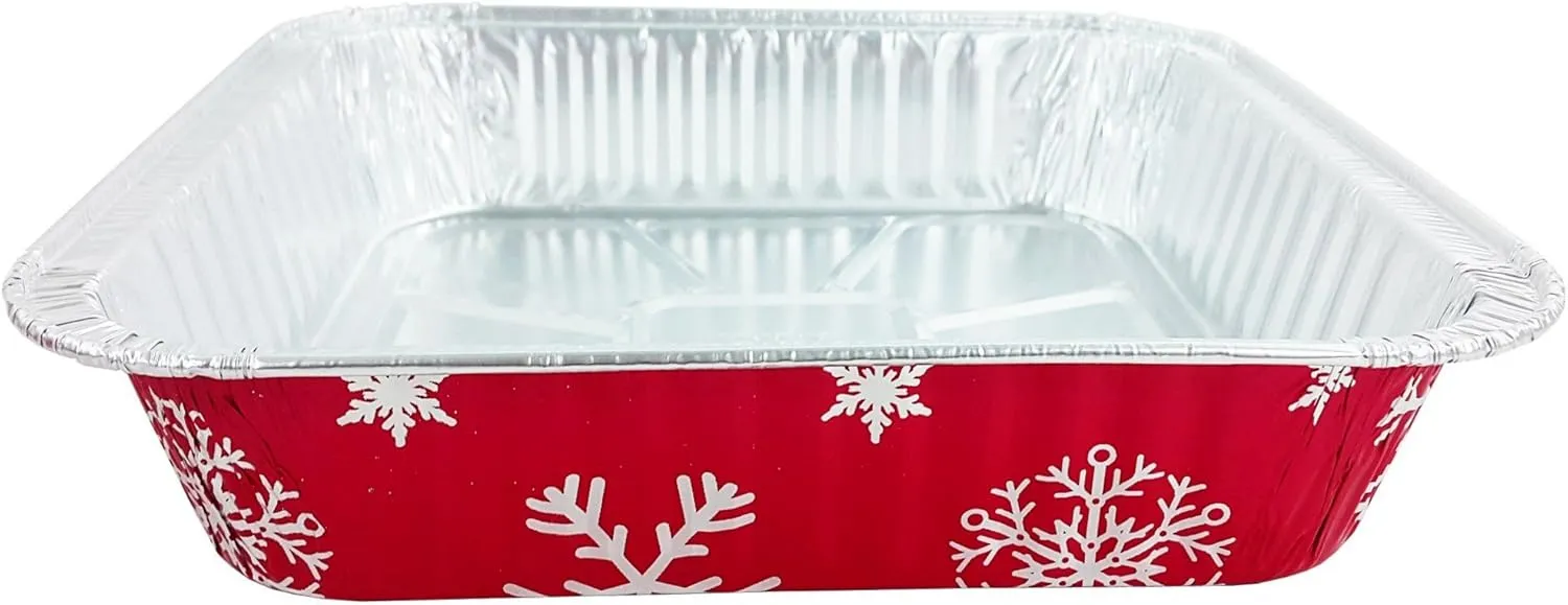 Durable Square Holiday Foil Cake Pan With Dome Lid 25/CS