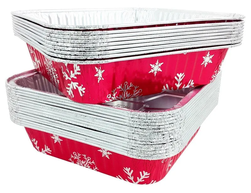 Durable Square Holiday Foil Cake Pan With Dome Lid 50/CS