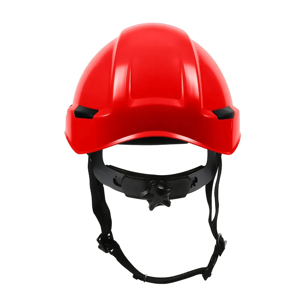 Dynamic 280-HP142R-15 Industrial Climbing Helmet with Polycarbonate / ABS Shell, Hi-Density Foam Impact Liner, Nylon Suspension, Wheel Ratchet Adjustment and 4-Point Chin Strap