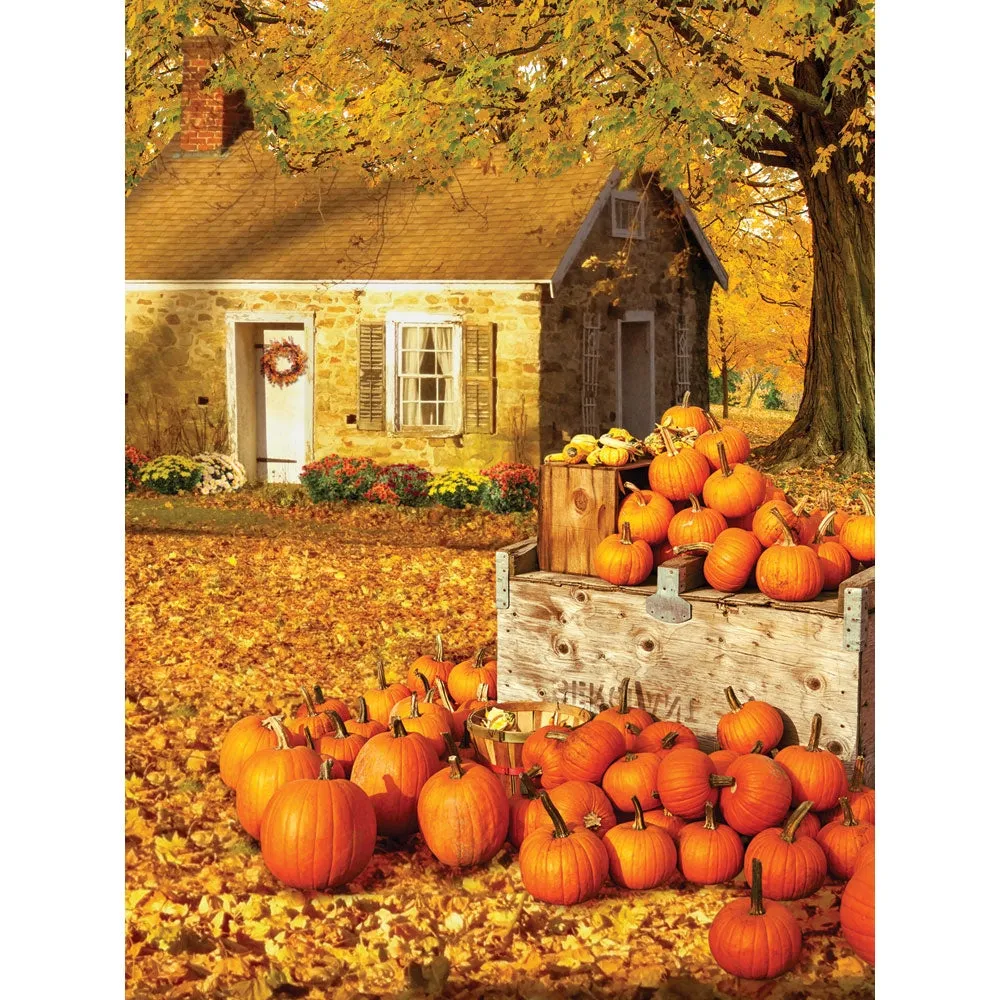 Fall Cottage Printed Backdrop