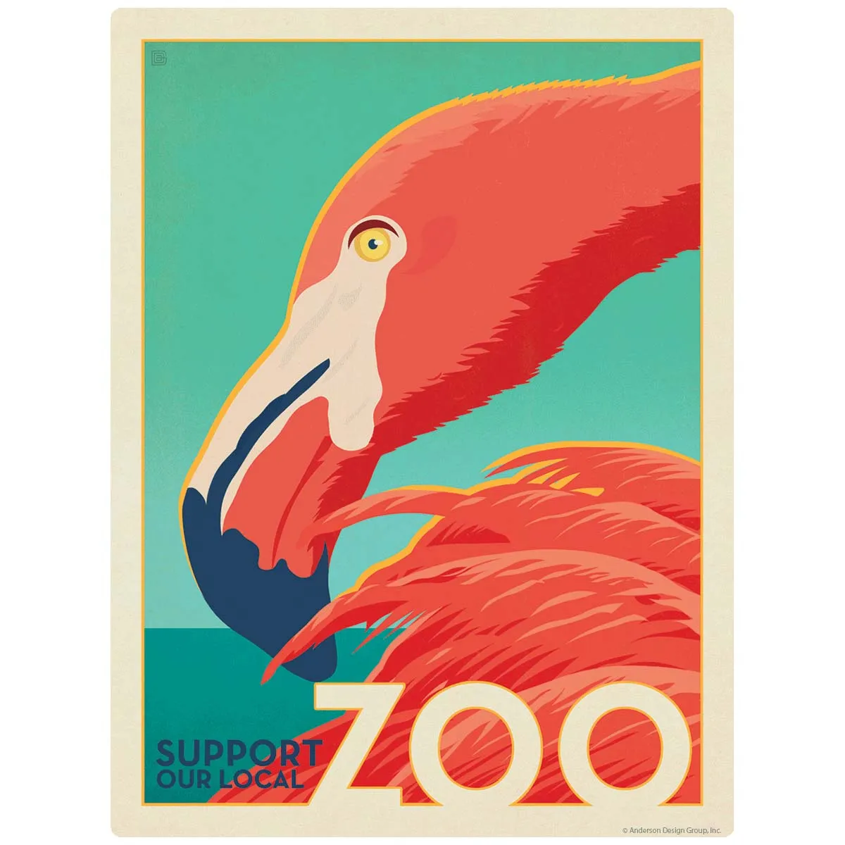 Flamingo Support Our Local Zoo Vinyl Sticker