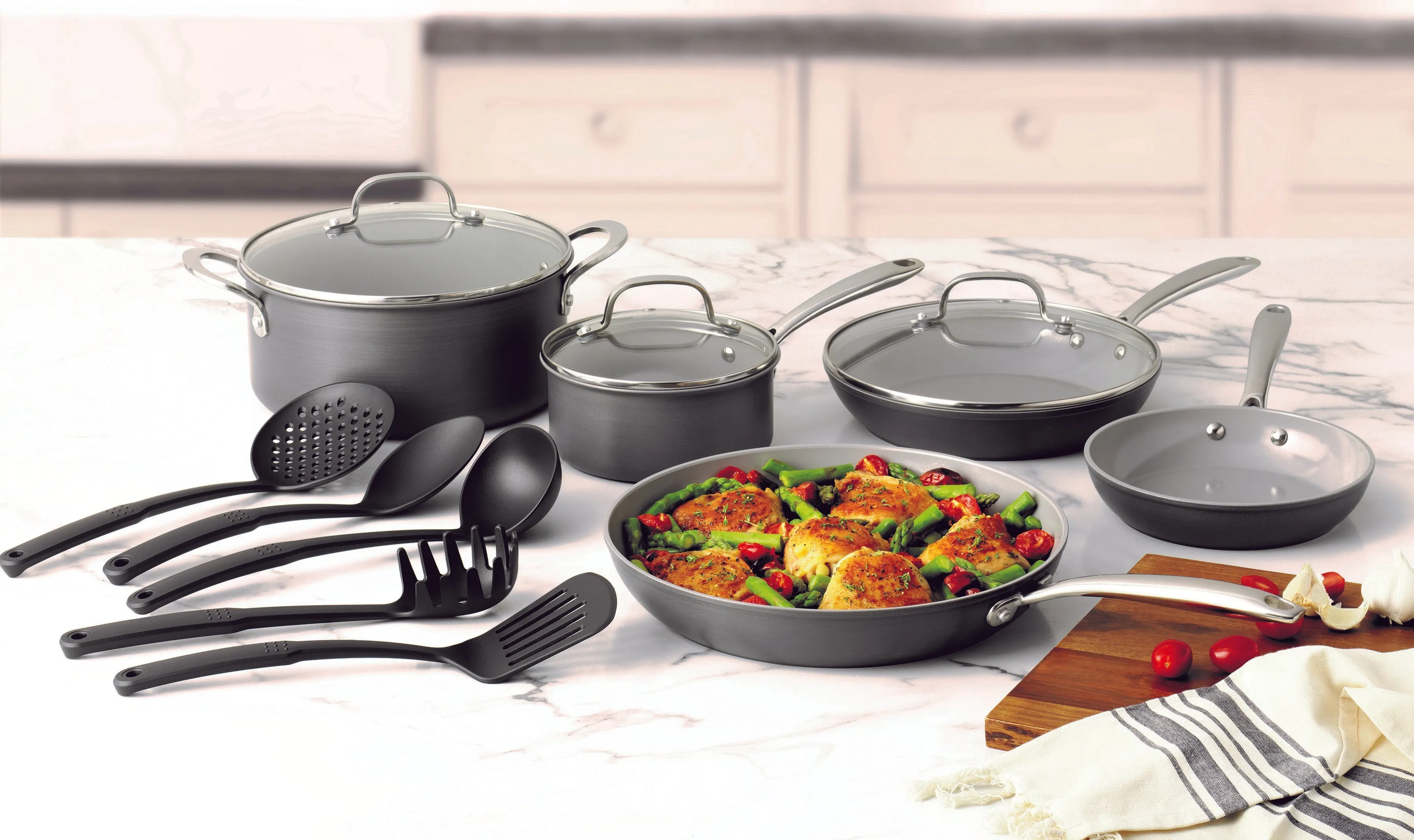 Granitestone Ceramic PRO 13 Piece Cookware Set w/ Utensils