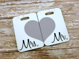 Gray Mr. and Mrs. Luggage Tags