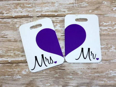 Gray Mr. and Mrs. Luggage Tags