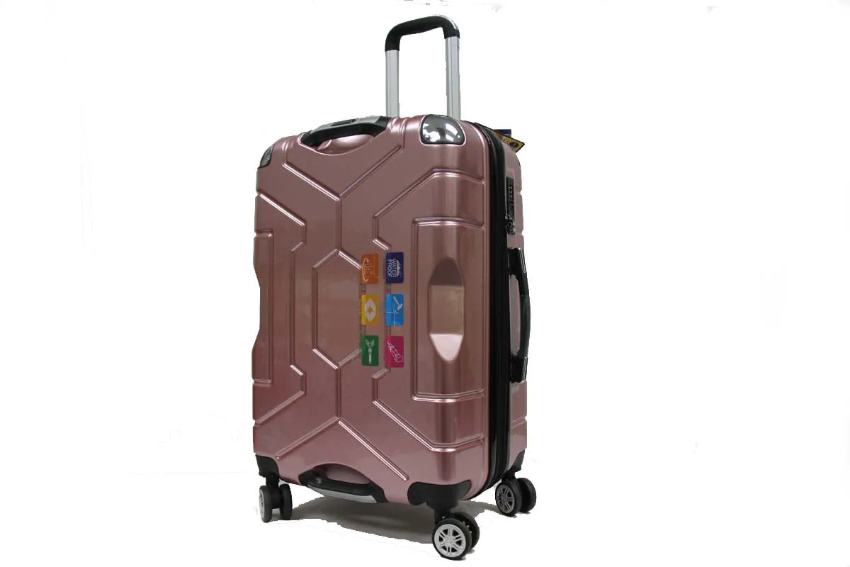 Gripping ABS PC Anti-theft Zipper Luggage with 8 Spinner Wheels TSA Lock