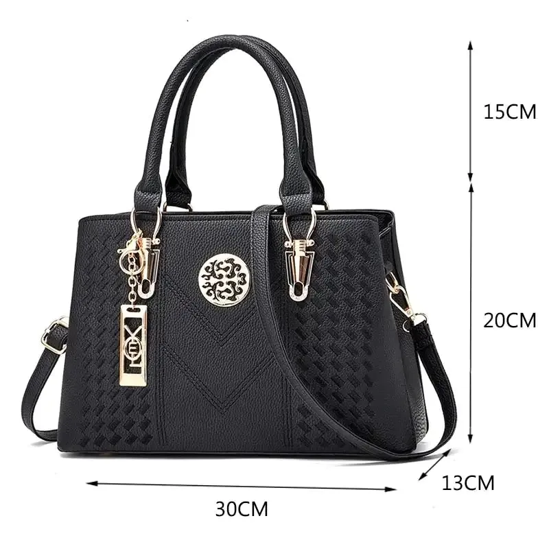 High-Quality Embroidered Leather Women's Messenger Handbag