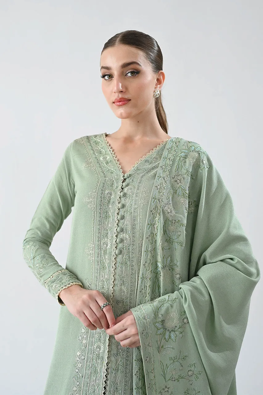 KARANDI'24-GLACIAL PASTEL GREEN LUXURY EMBROIDERED KARANDI SET (NEL-24627)