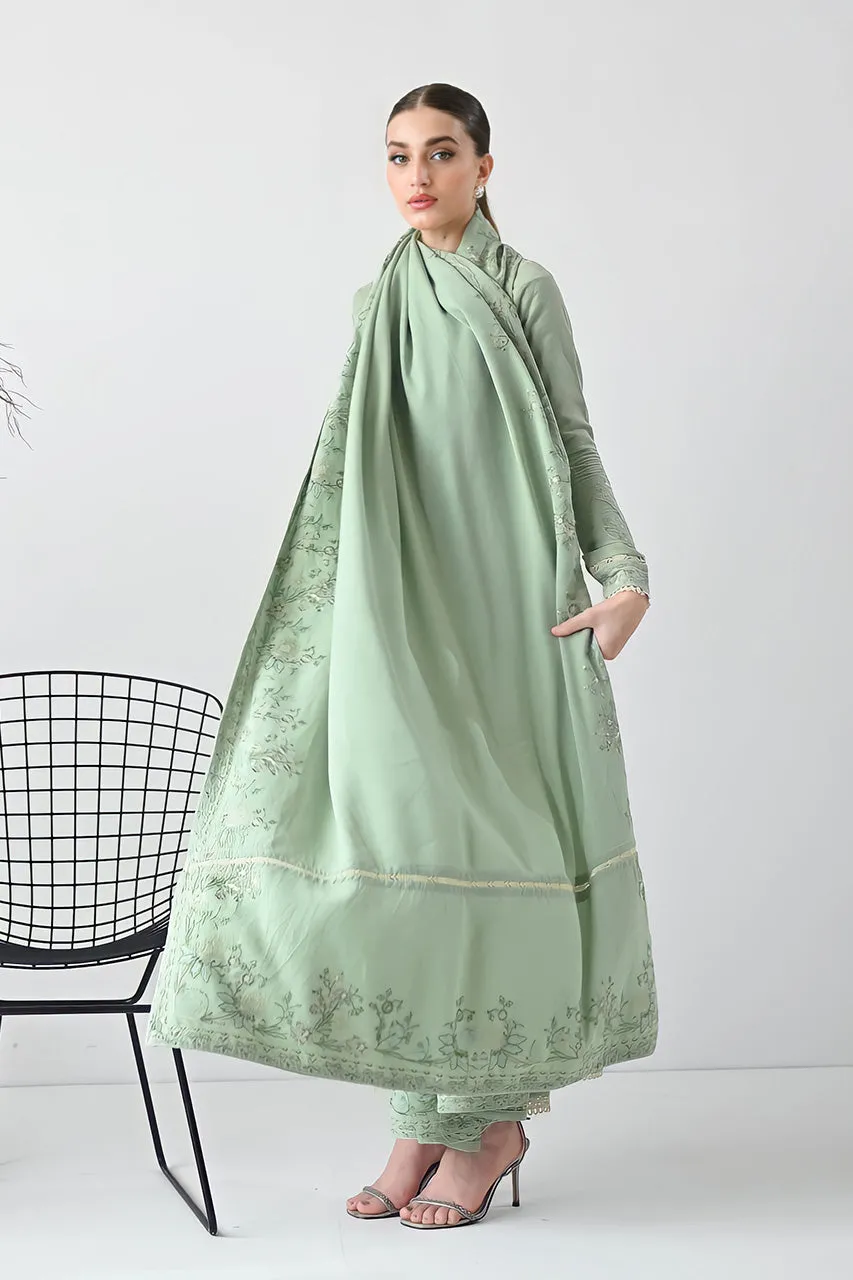 KARANDI'24-GLACIAL PASTEL GREEN LUXURY EMBROIDERED KARANDI SET (NEL-24627)