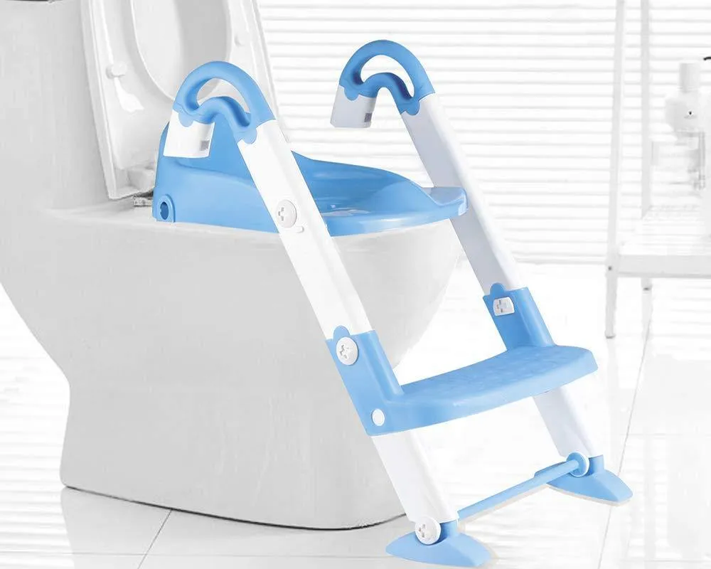 Kid's 3 in 1 Potty Training Toilet Seat with Adjustable Ladder, Blue