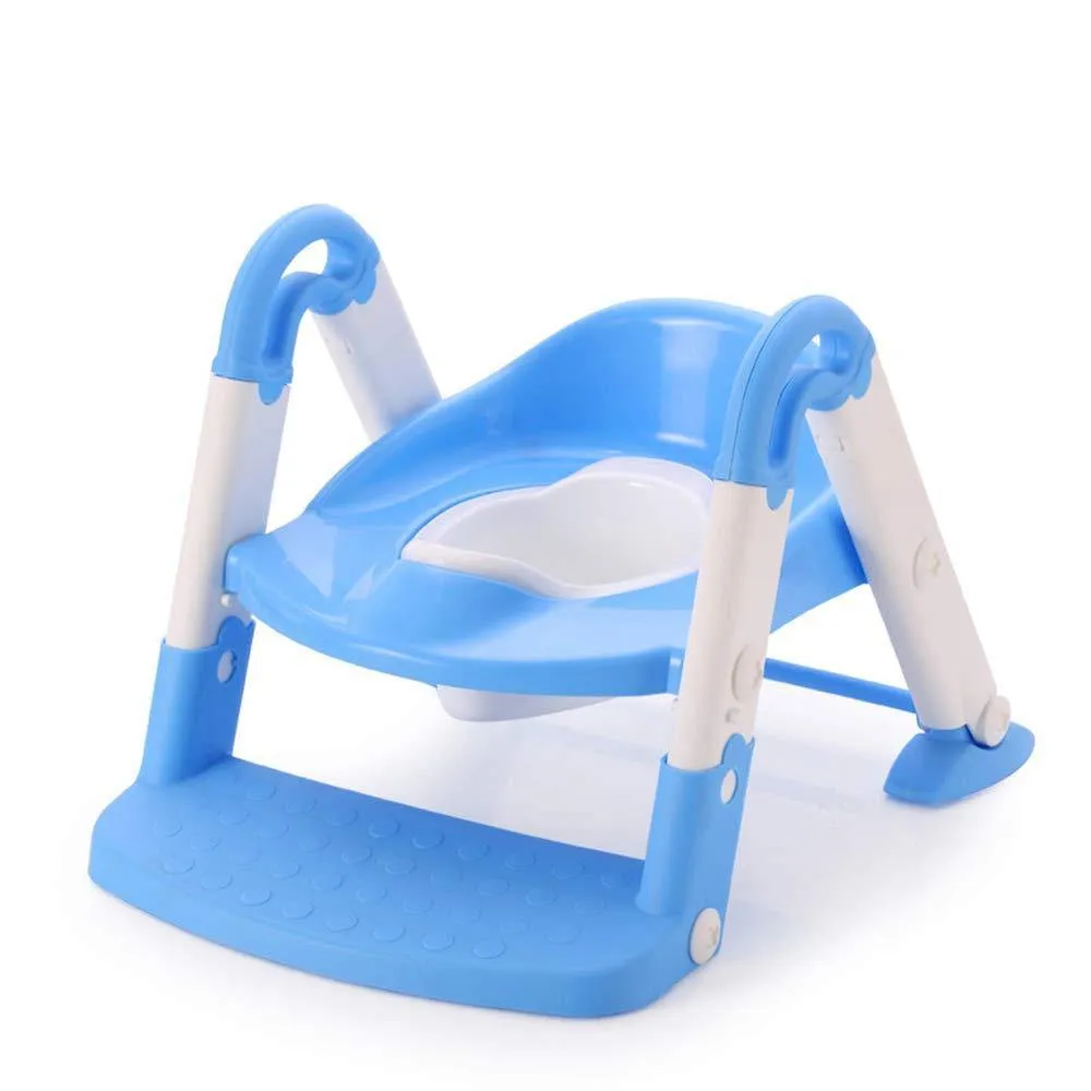 Kid's 3 in 1 Potty Training Toilet Seat with Adjustable Ladder, Blue