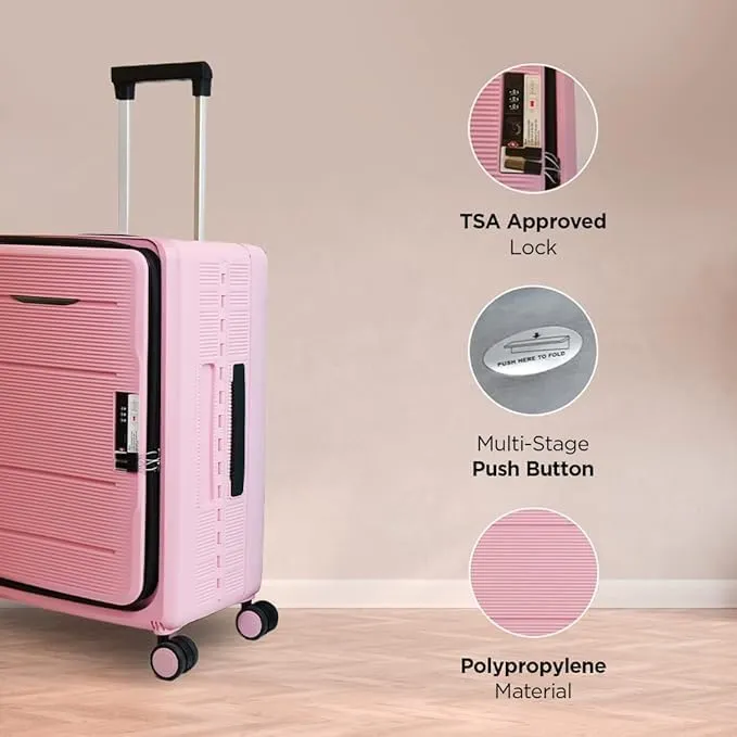 Kuber Industries Luggage Bag | Trolley Bags for Travel | Collapsible Luggage Bag | Travelling Bag | Trolley Bags for Suitcase | Lightweight Luggage Bag | 20 Inch | Rose Pink