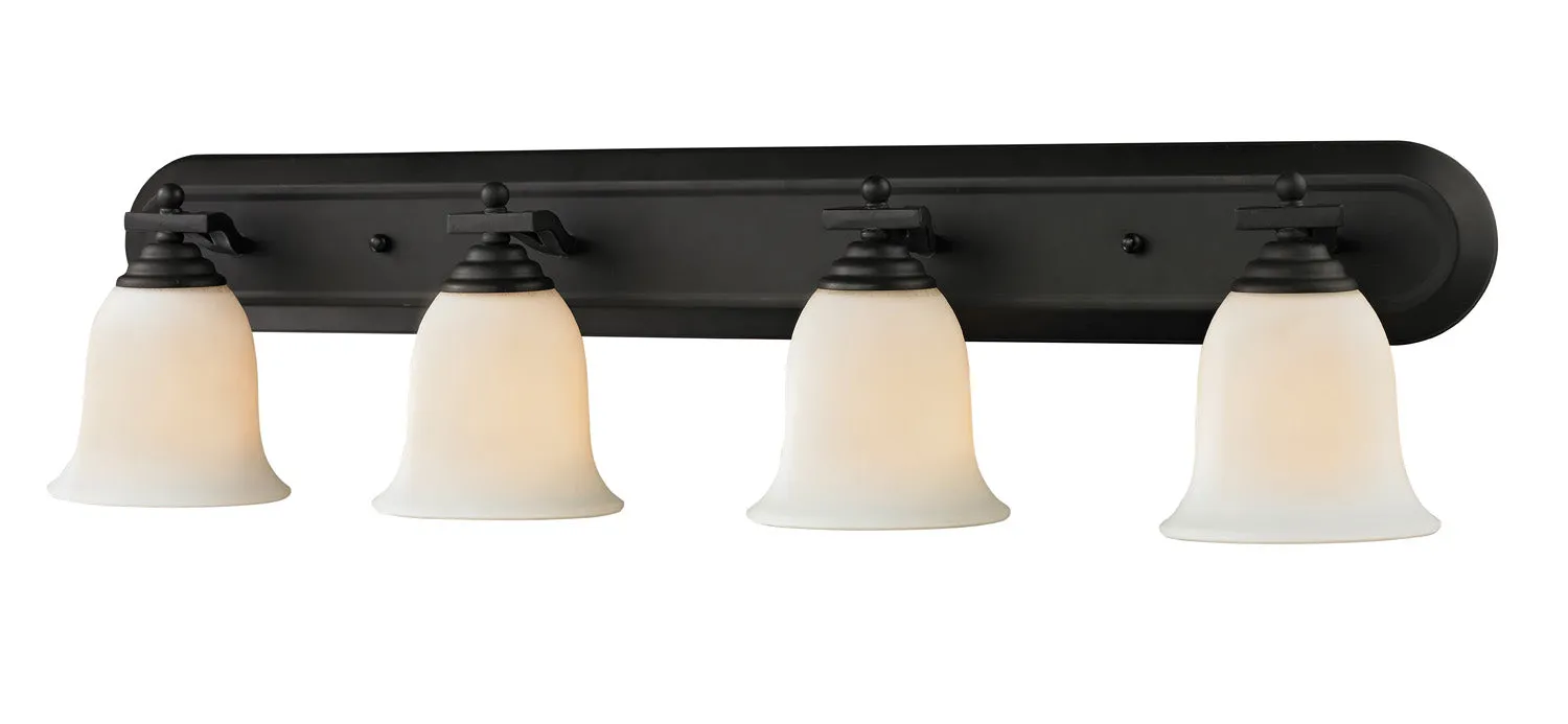 Lagoon 4-Light Vanity in Matte Black with Matte Opal Glass