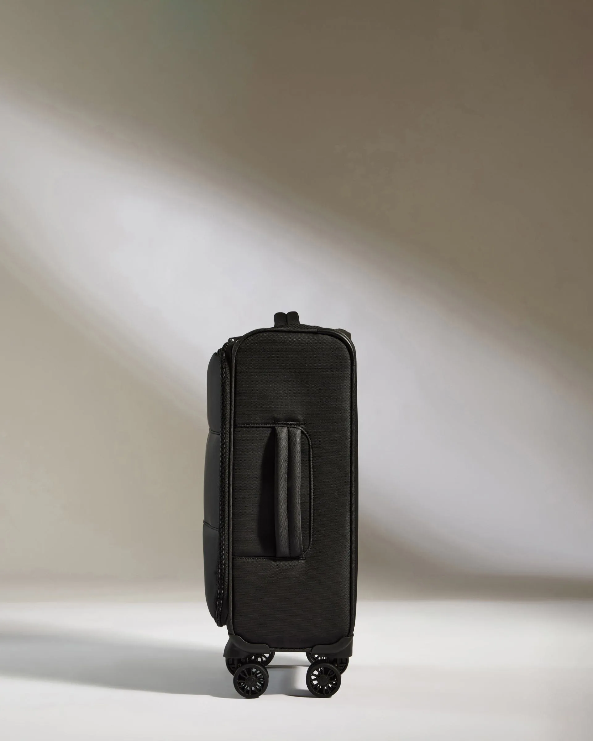 Lightest Cabin Suitcase in Black - Soft Stripe