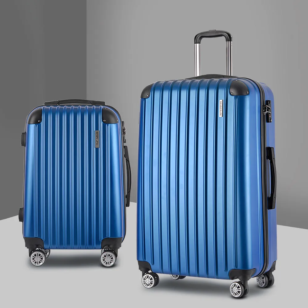 Lightweight Blue 2pc Hard Shell Luggage Set with TSA Locks - Wanderlite