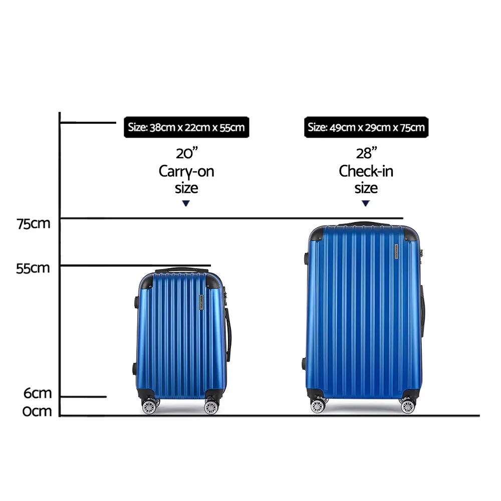 Lightweight Blue 2pc Hard Shell Luggage Set with TSA Locks - Wanderlite