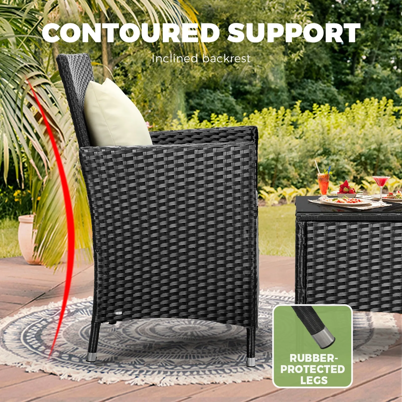 Livsip Outdoor Furniture Lounge Setting Sofa Wicker Chair Table Garden Patio Set