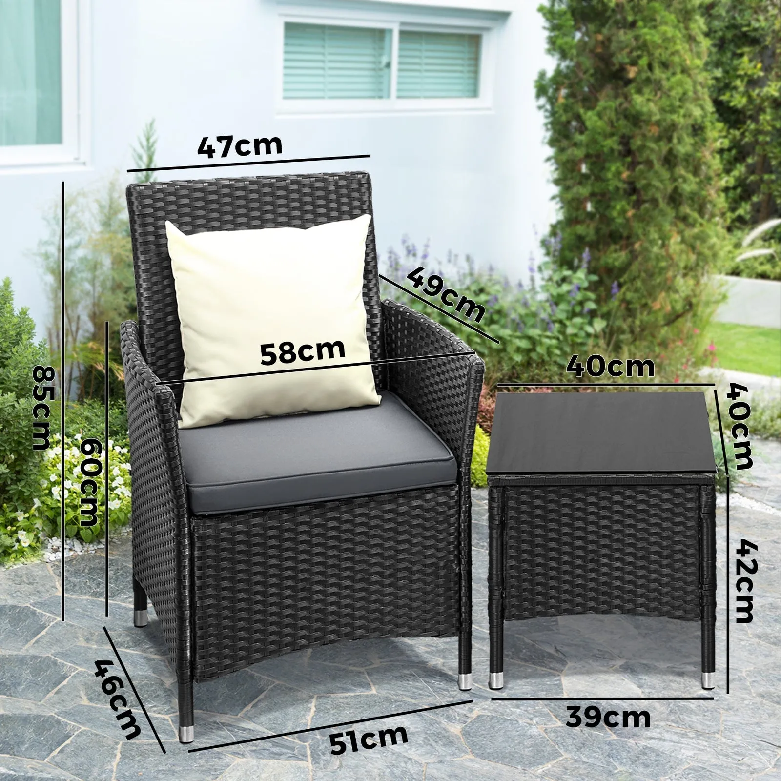 Livsip Outdoor Furniture Lounge Setting Sofa Wicker Chair Table Garden Patio Set