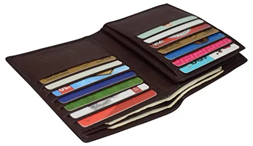 Marshal Bifold Genuine Leather RFID Blocking Wallet For Men Card Slots, 2 Bill Compartments, ID Windows, Money,