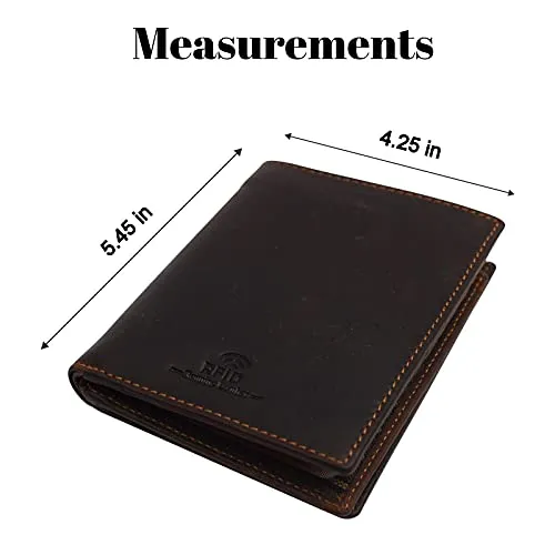 Marshal Bifold Genuine Leather RFID Blocking Wallet For Men Card Slots, 2 Bill Compartments, ID Windows, Money,