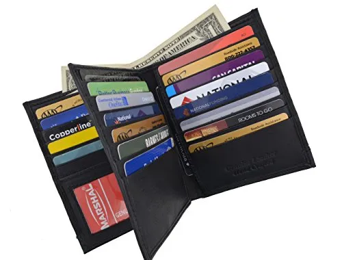 Marshal Bifold Genuine Leather RFID Blocking Wallet For Men Card Slots, 2 Bill Compartments, ID Windows, Money,