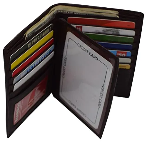 Marshal Bifold Genuine Leather RFID Blocking Wallet For Men Card Slots, 2 Bill Compartments, ID Windows, Money,