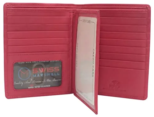 Marshal Bifold Genuine Leather RFID Blocking Wallet For Men Card Slots, 2 Bill Compartments, ID Windows, Money,