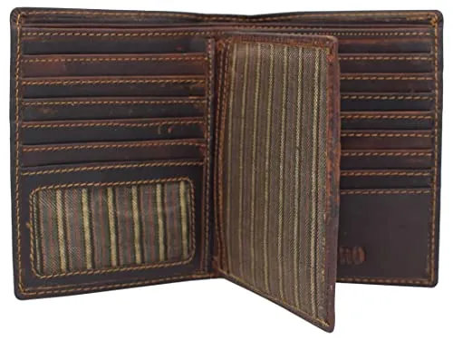 Marshal Bifold Genuine Leather RFID Blocking Wallet For Men Card Slots, 2 Bill Compartments, ID Windows, Money,