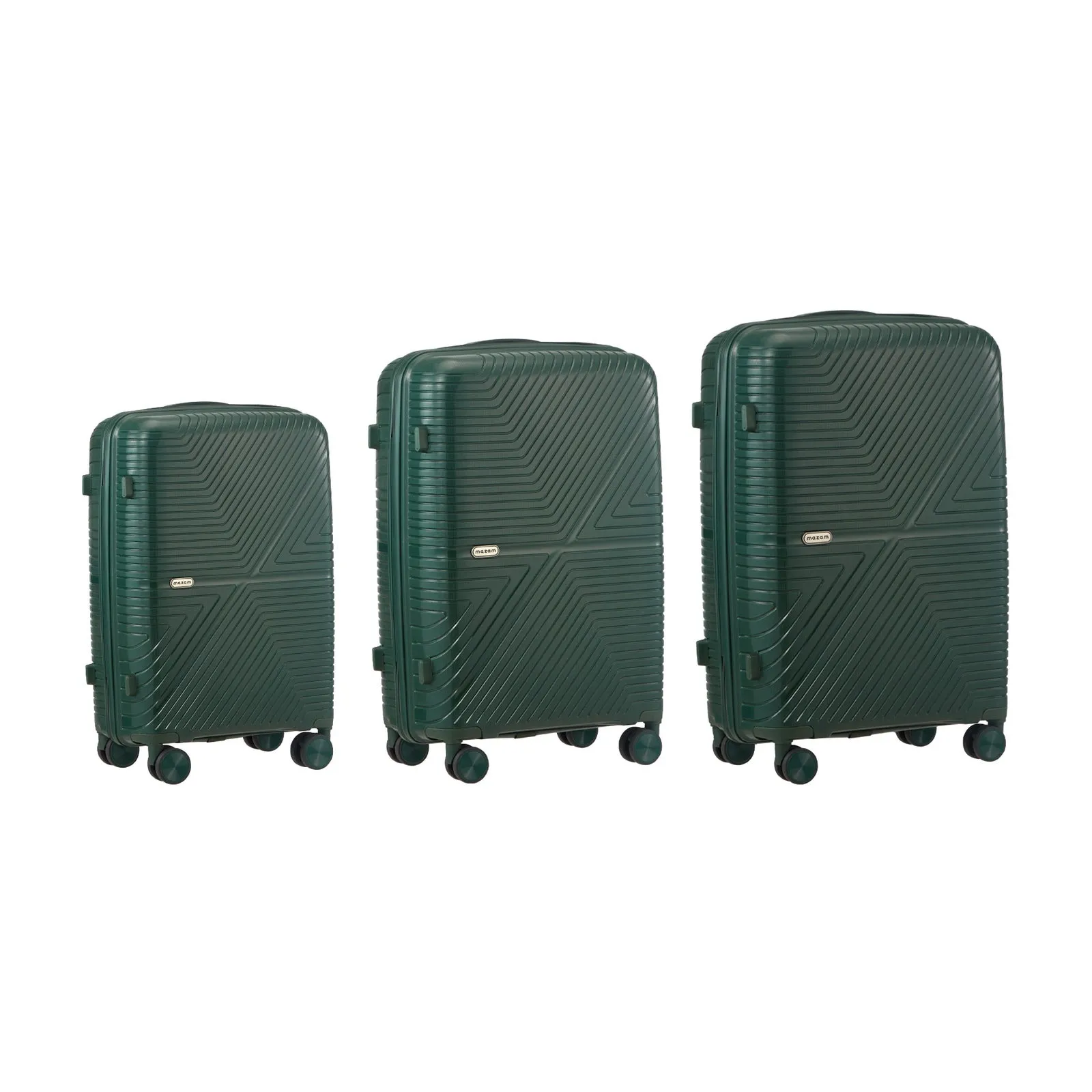 Mazam 3PCS Luggage Suitcase Trolley Set Travel Green PP Case TSA Lock Storage