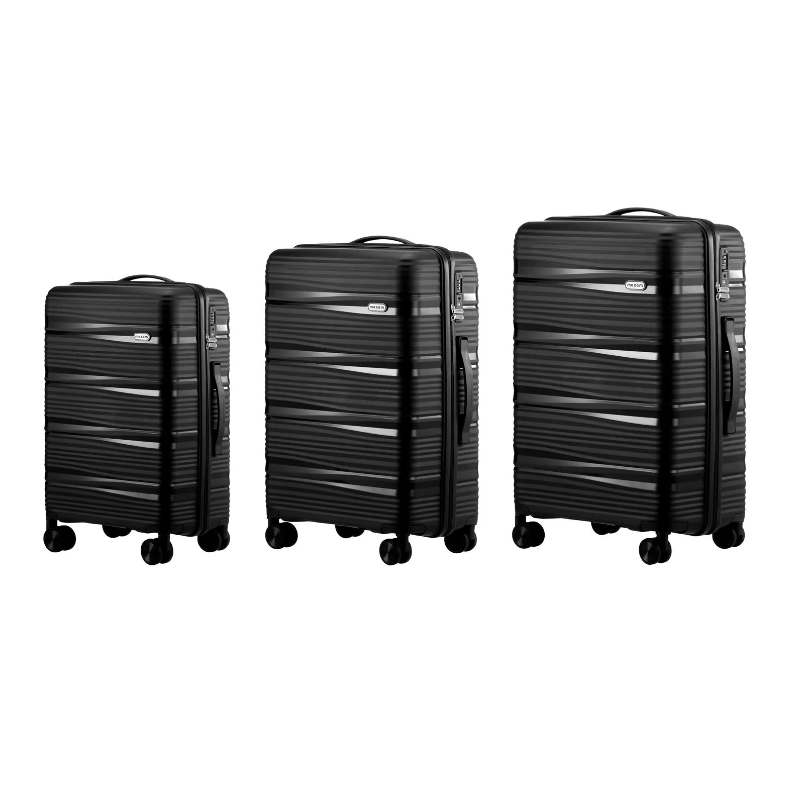 Mazam 3PCS Luggage Suitcase Trolley Set Travel PP Case TSA Lock Storage Black