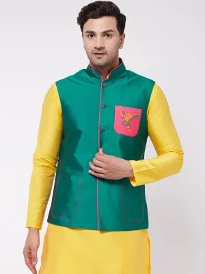 Men's Green Nehru Jacket - Vastramay