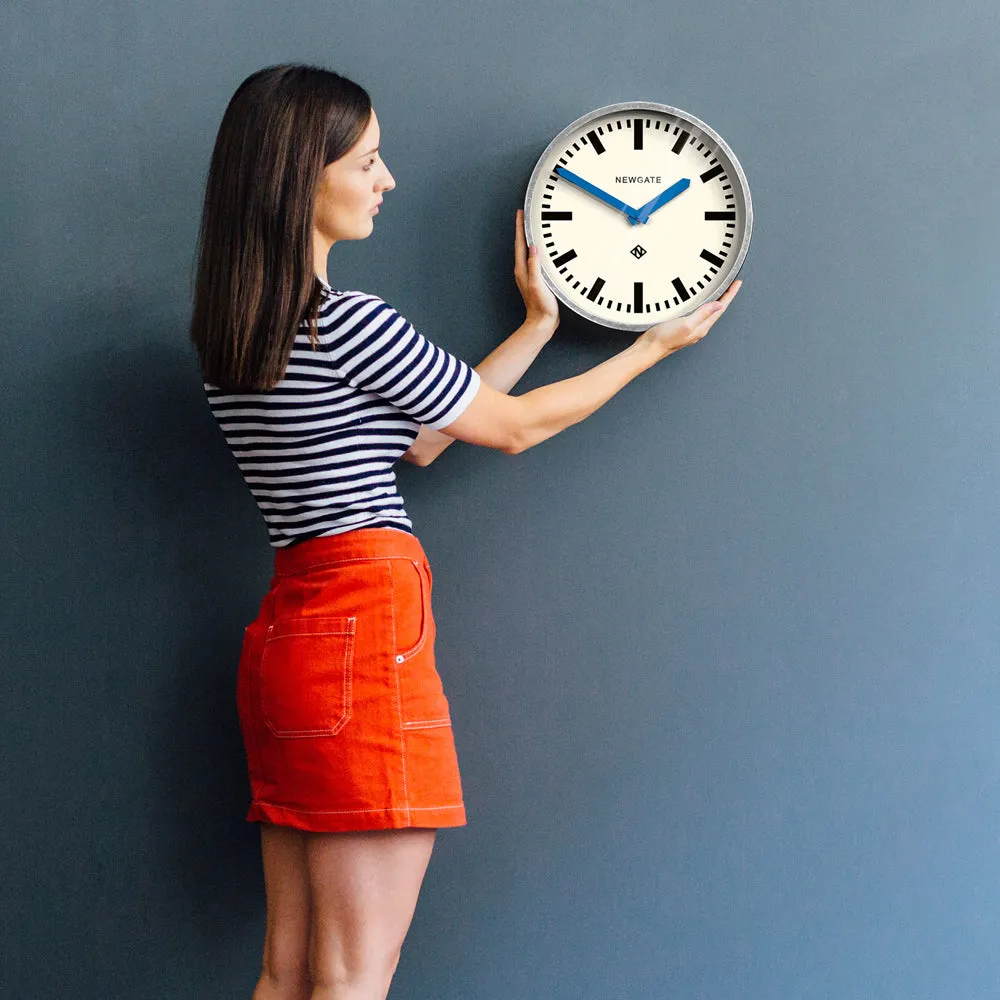 Newgate Luggage Wall Clock Galvanised Blue Hands