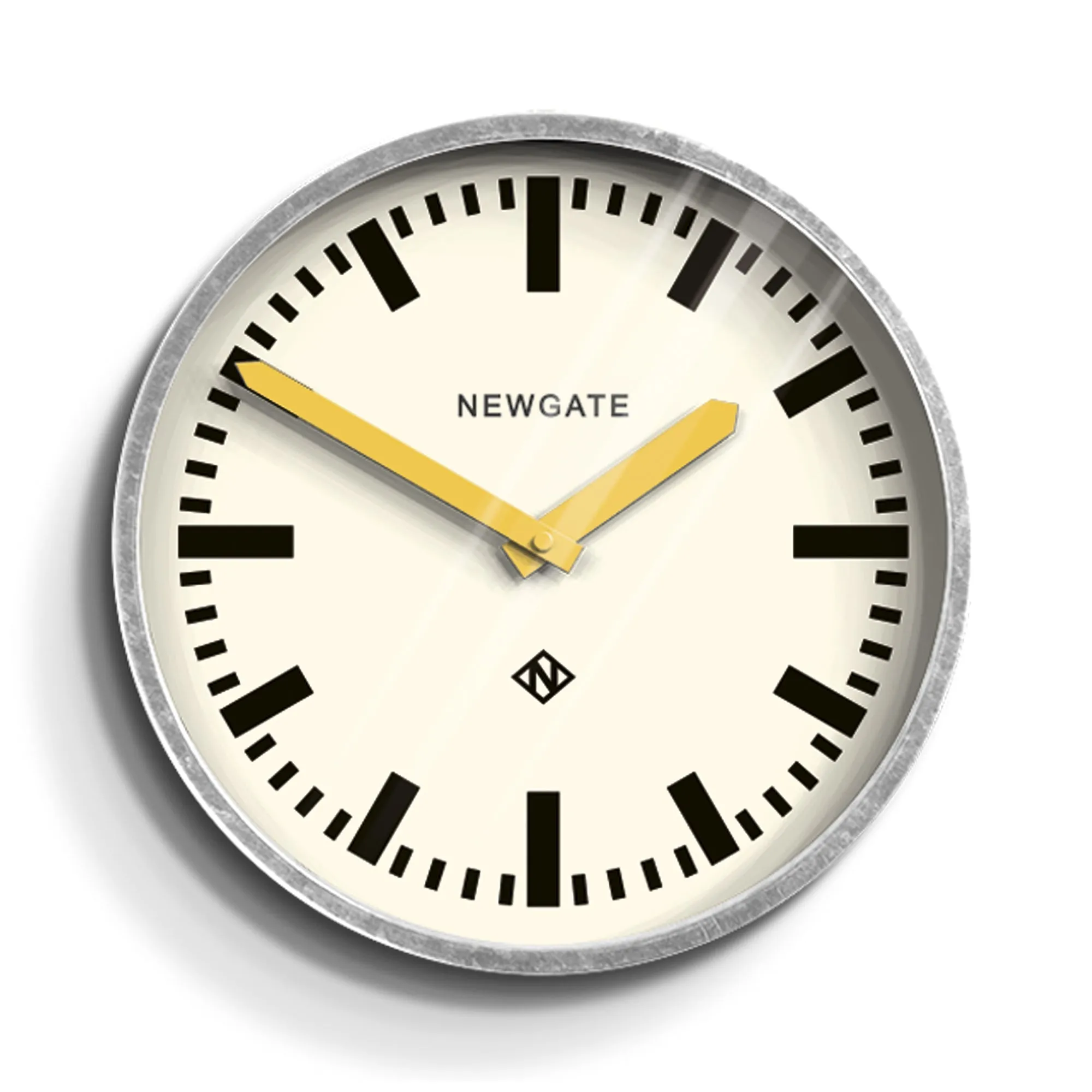 Newgate Luggage Wall Clock Galvanised Yellow Hands